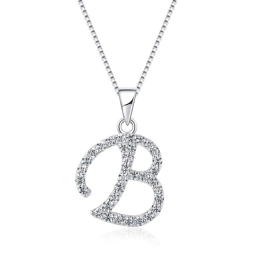 

Круглая огранка Настоящий муассанит Подвеска с буквой B на заказ Покрытие белым золотом 14 карат белый