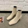 Korean  Autumn Winter New Women Boots Ankle Square Toe Mid-tube Thick-heeled Boots Women's Fashion High-heeled Women's Boots