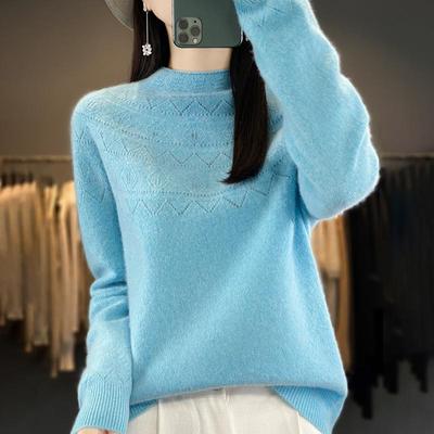 Suéter de cashmere feminino 30% cashmere 70% lã Pulôver de cashmere feminino outono e inverno macio e quente