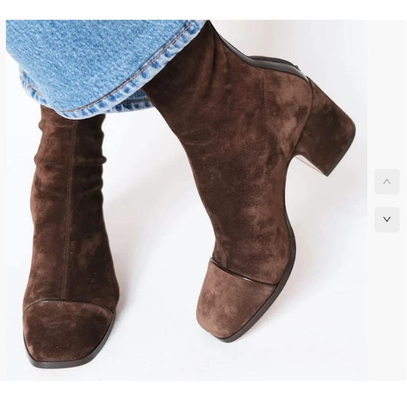 Neue Wintermode High Heel Wildleder Niedriger Schaft Quadratische Spitze Damenstiefel