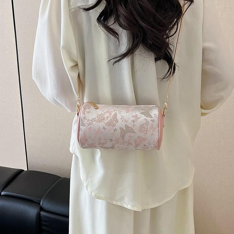 New Linen Bamboo Tote 2025 New Women's Bag Embroidered Sequined Women's Hand Carry Dinner Bag