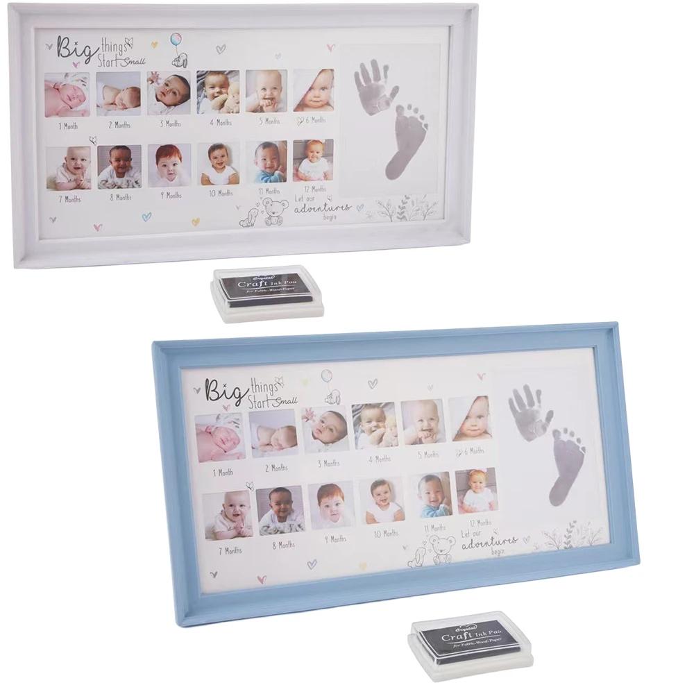 39X21 Cm Baby Wachstum Foto Rahmen 12 Monate Hand und Fuß Drucke Memorial Infant Ein Jahr Alt Wachstum Rekord Kreative Foto Rahmen