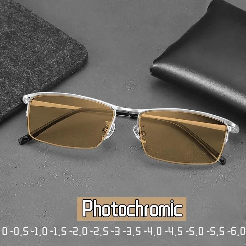 Trendy Mens Photochromic Myopia Sunglasses Unisex Anti Blue Light Near Sight Eyewear Minus Diopter