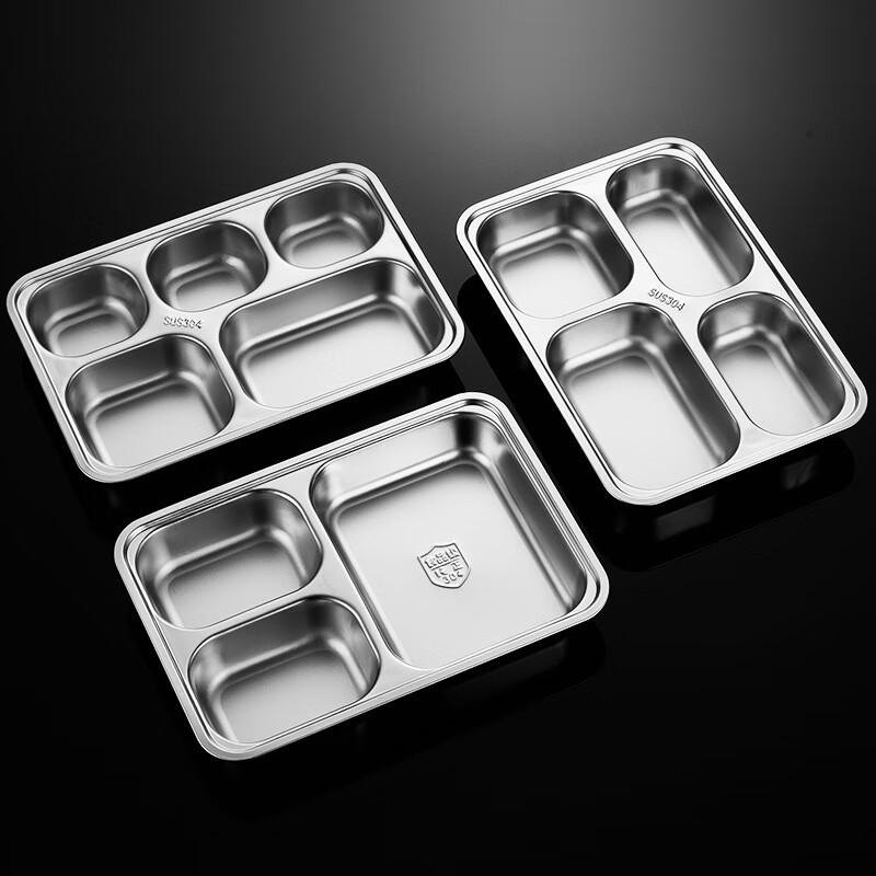 HUIHUADU 201 Stainless Steel 5-Compartment Lunch Tray