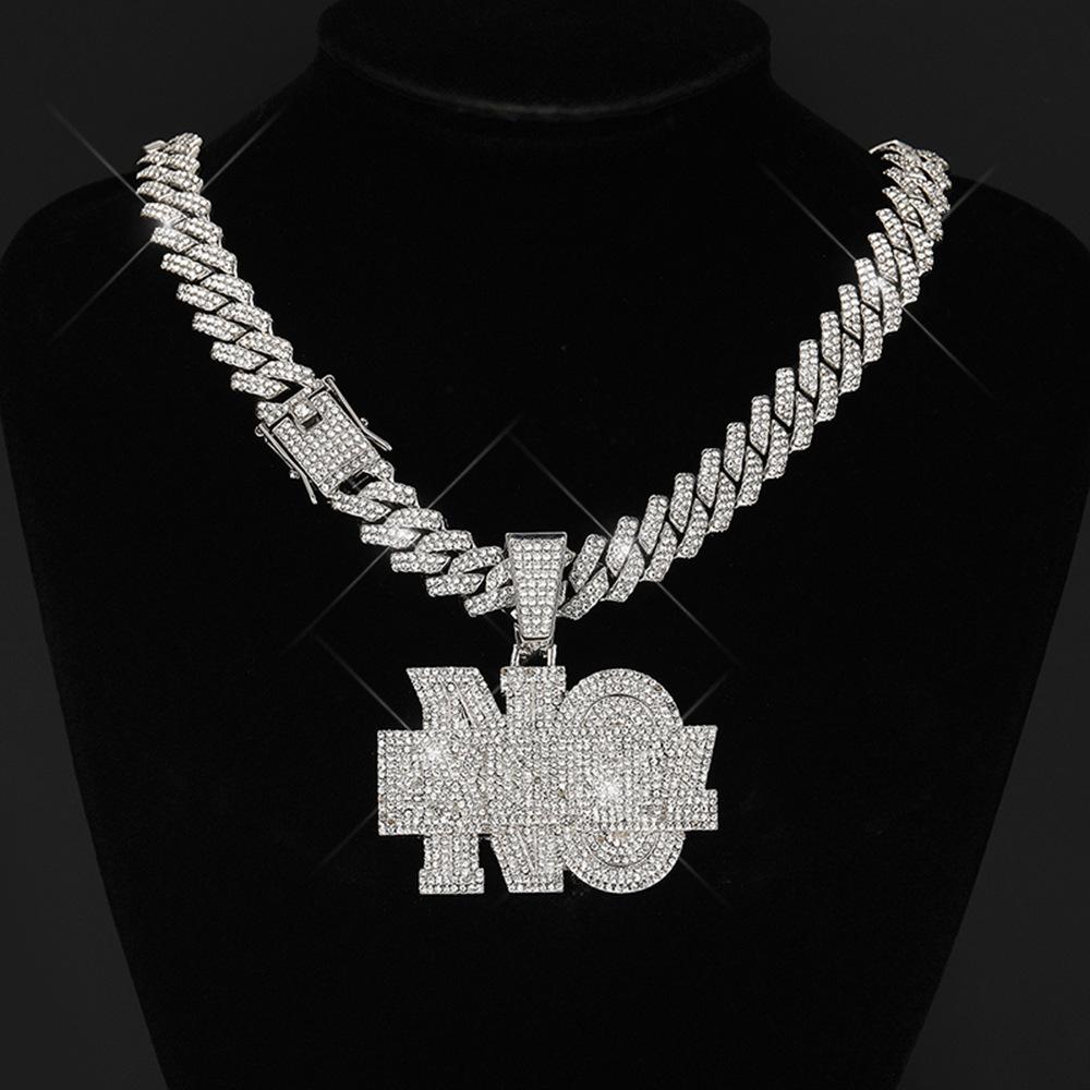 Hip Hop Men Lettes NO EXCUSE Pendant Necklace Gold Plated Iced Out Bling Crystal Cuban Link Chain Charm Fashion Women Jewelry