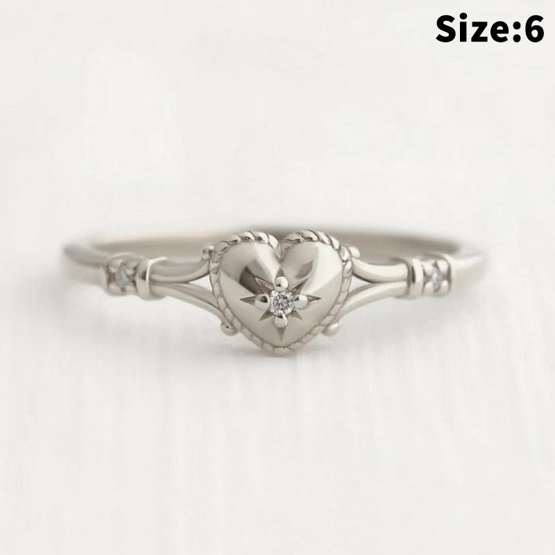 Selling Gold Plated Stainless Steel Rings For Women Heart Ring Jewelry Accessories  Size 6-11