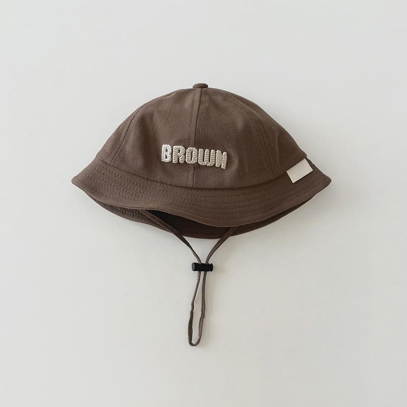 Letter Baby Bucket Hat With Rope Summer Outdoor Baby Boys Girls Sun Basin Hat Adjustable Infant Toddler Fisherman Hats