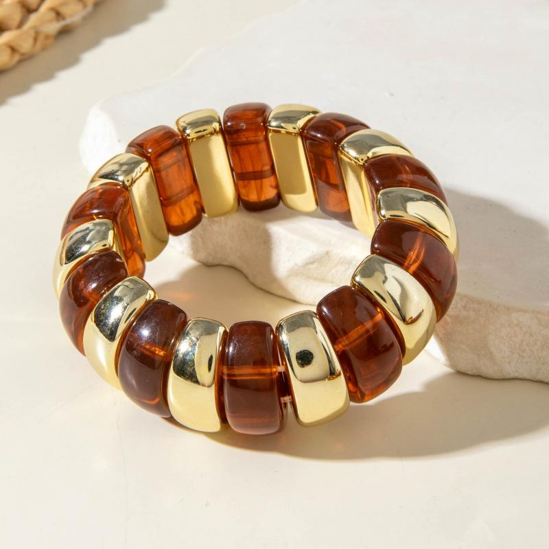 European and American jewelry, fashionable acrylic elbow bracelets, retro color matching exaggerated bracelets and bracelets.