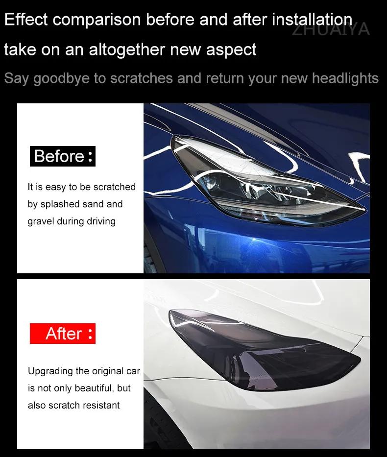 For Tesla Model 3 Y 2017-2023 PPF Blackened Headlight Taillight Foglight Protective Film Modification Black Color Changing Films