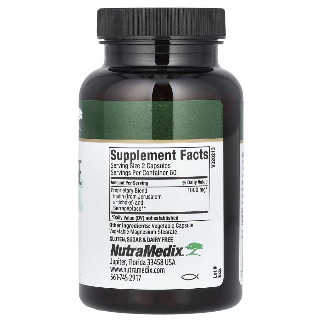 Serrapeptase with Inulin, Veggie Capsules 120 (500Mg per Capsule)