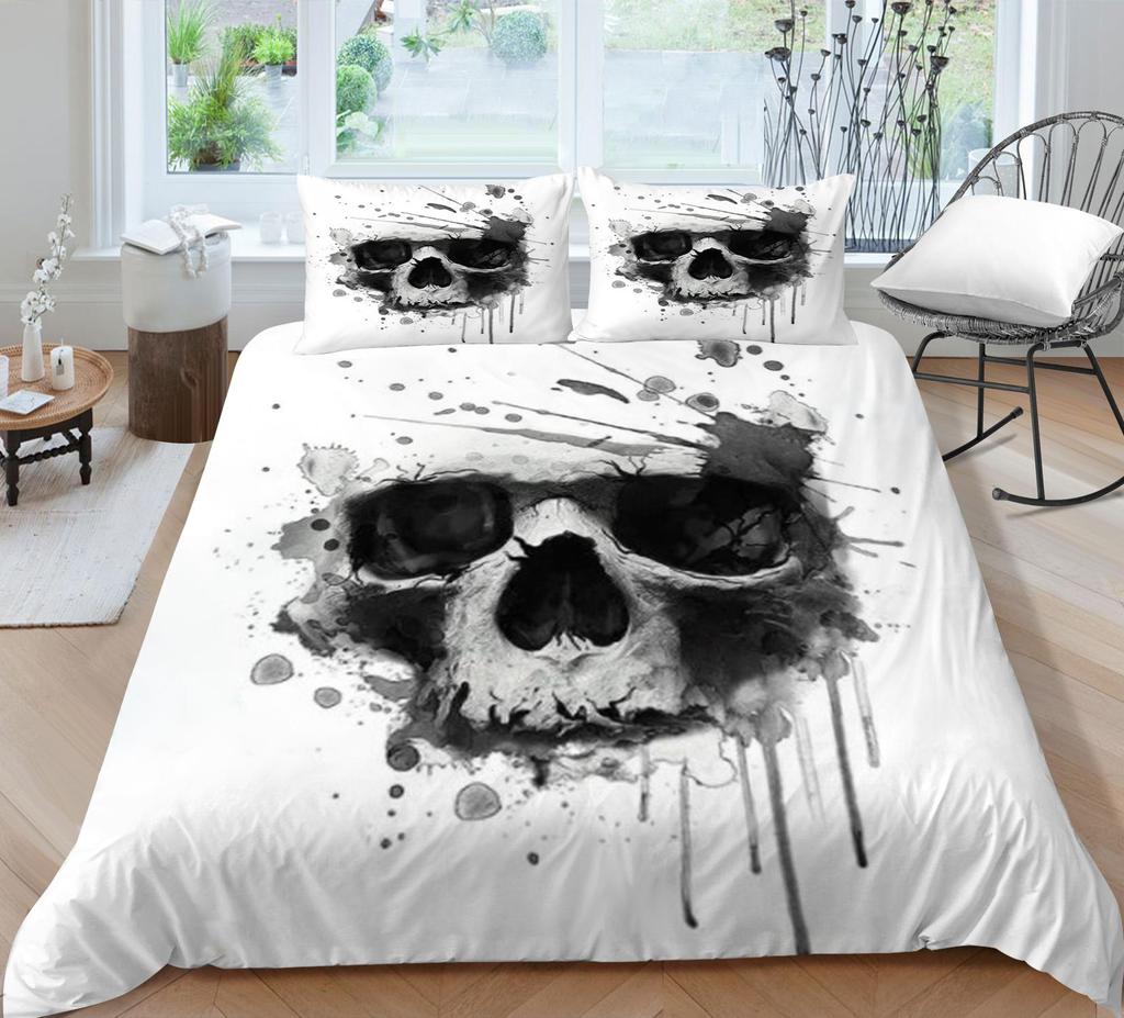 Luxury Quilt Cover Woman Man Use 3D Skull Style Bed Sets Microfiber Double Queen King Size Covers Set Home Textiles