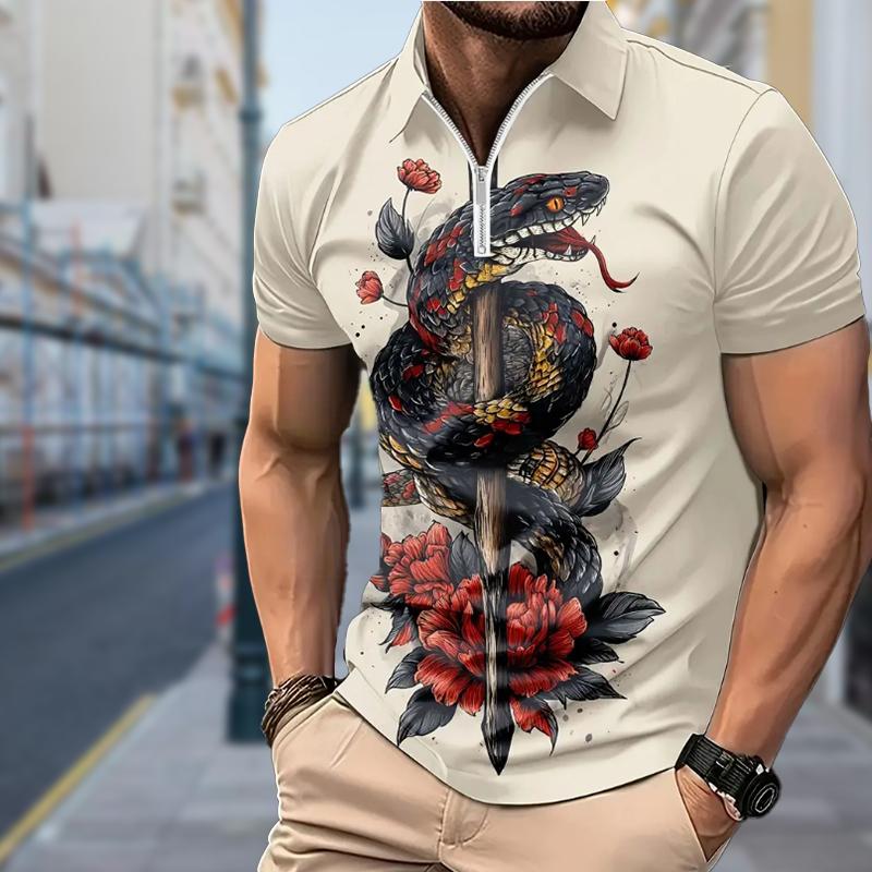 

Мужская рубашка поло повседневная на молнии с коротким рукавом модная повседневная на молнии летняя весенняя рубашка стандартного кроя с крутым градиентным 3D-принтом 8XL бежевый