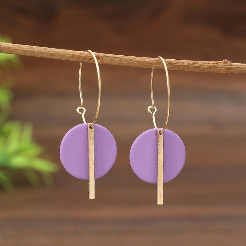 Trendy Charm Alloy Mom Earrings Round Splice Long Strip Design Elegant Jewelry for Mother Daily Work Wear
