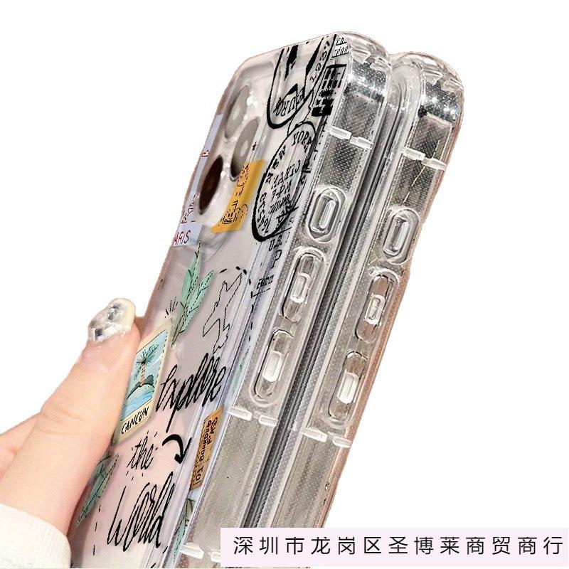 Travel English Apple 13promax Mobile Phone Case iPhone16/15/14 Premium 16plus Airbag 11/12P