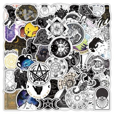 10/52 Stück Schöne Mysteriöse Mond Astrologische Aufkleber Mysteriöser Mond Hexe Graffiti Aufkleber für DIY Laptop Skateboard Aufkleber