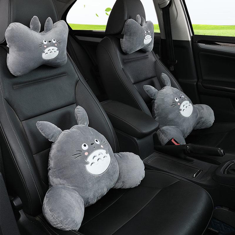 Cute Cartoon Car Headrest and Lumbar Support Pillow Set