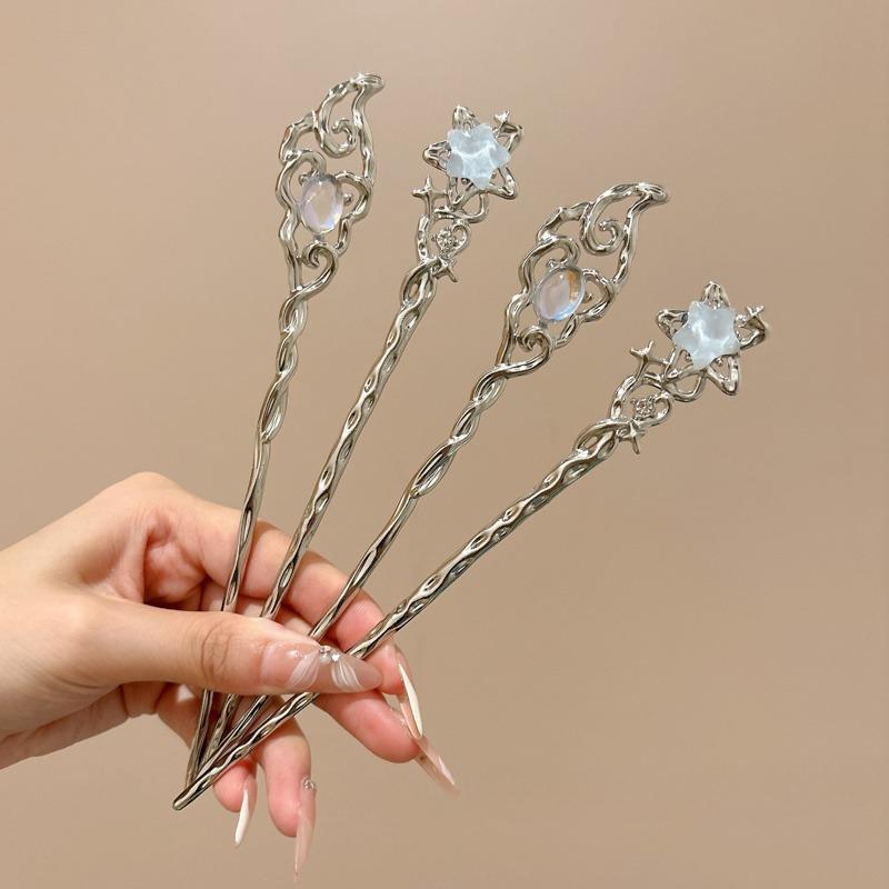 3-teiliges Set Damen Mondstein Stern Haarspange Metall Scheibe Haarnadel Täglich Party Kleidung Kombiniert Langer Rock Hanfu Mode Haaraccessoire