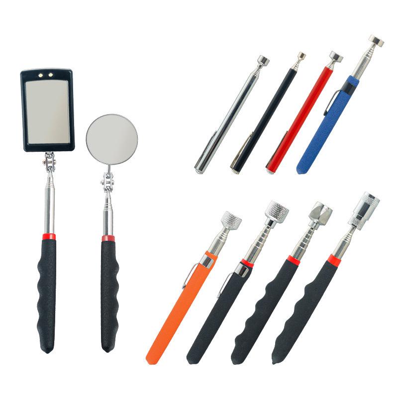 1.5 lb Telescopic Magnetic Pickup Tool with Light, Strong Magnet, Extendable Round & Square Mirror, Auto Repair Flashlight Head