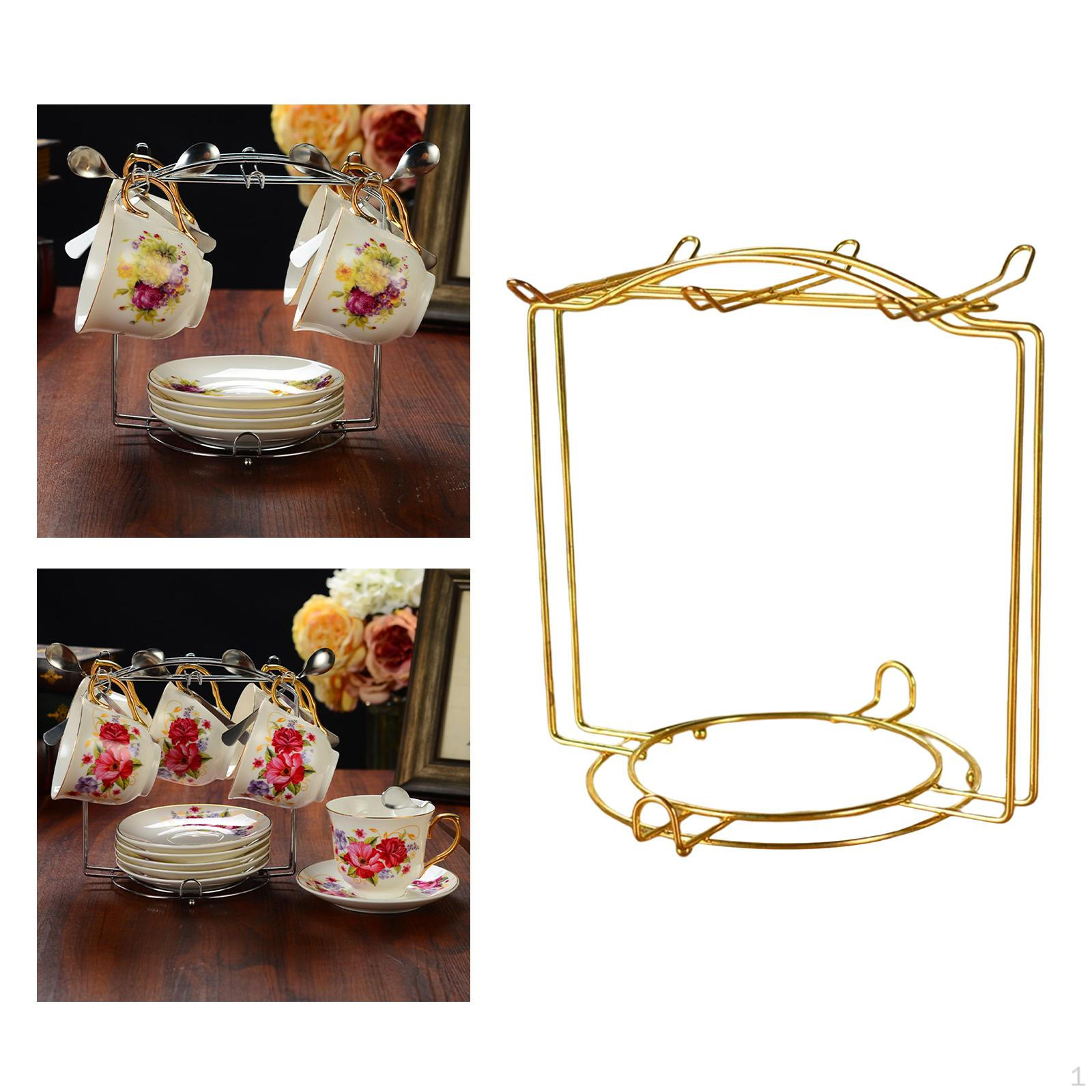 

Iron Mug Rack Stand Multifunctional Water Draining Dish Drainboard for Countertop Home Aureate