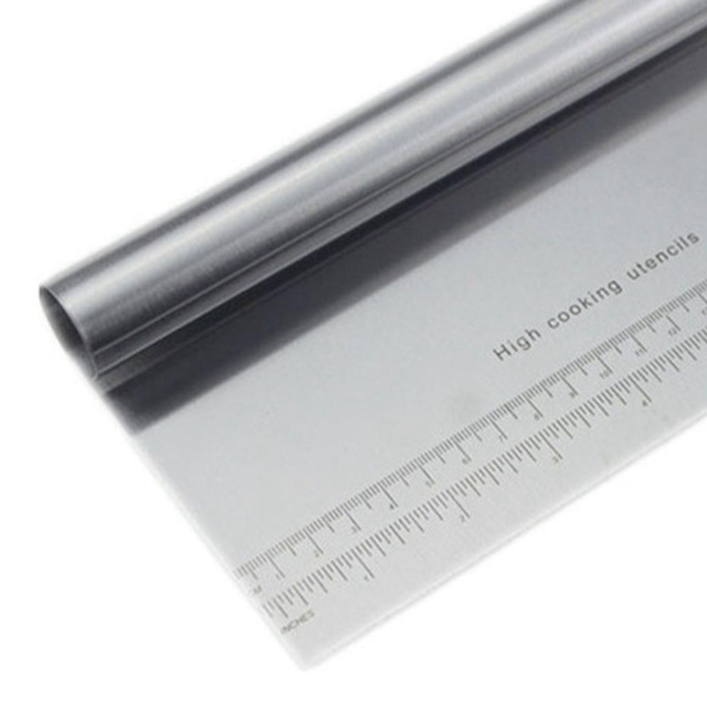 Dough Scraper Clear Scale Stainless Steel Dough Cutter with Ergonomic Handle for Bread Cake Baking
