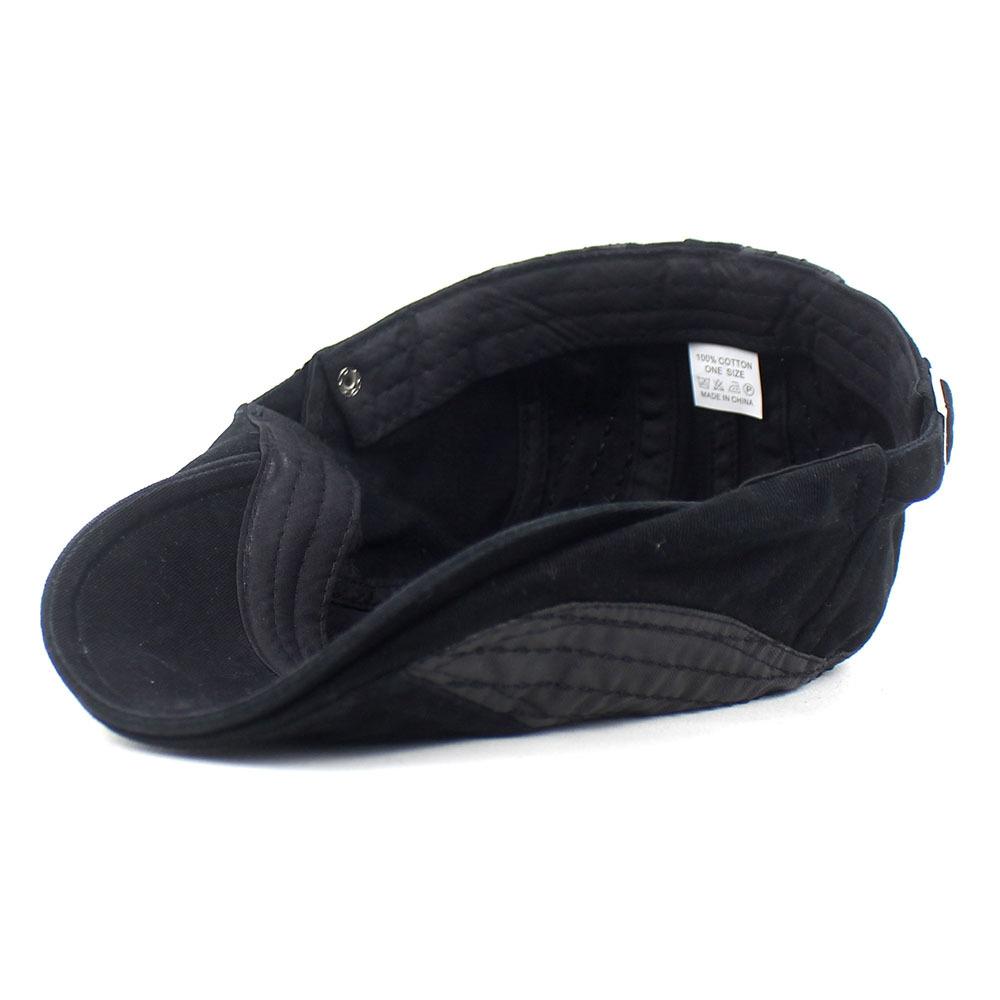 New Double-Embroidered Leather Patchwork Hat Cotton Men's Bent-Brim Beret Duckbill Cap