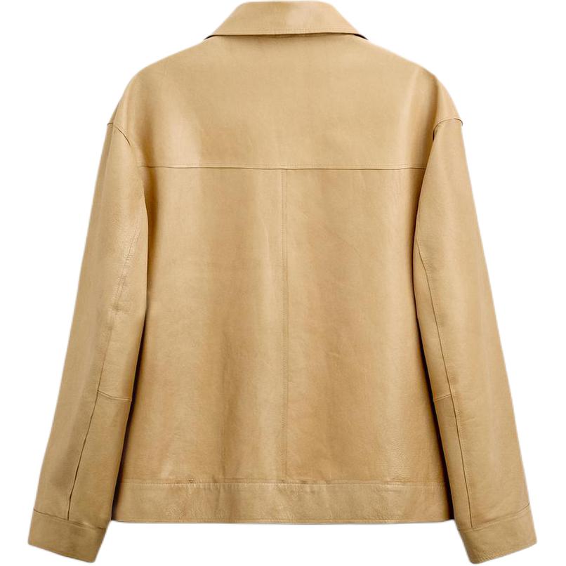 Zara Minimalist Comfortable Versatile Long Sleeve Leather Jacket Men jackets Butter-Yellow 2521120-725