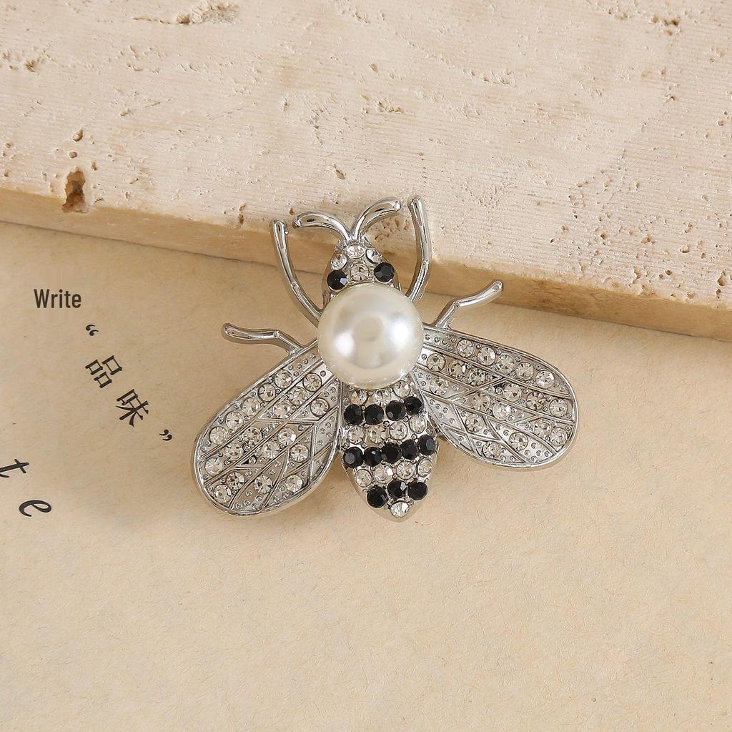 Zirconia Diamond Pearl Butterfly Bee Brooch - Cute Alloy Pin for Women’s Clothing Accessories