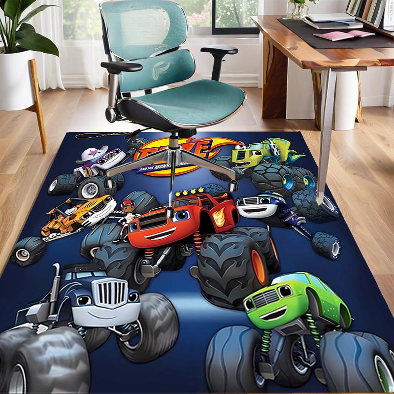 1pc Blaze and the Monster Machines (3) Design Area Rug - Non-Slip, Soft & Cozy Floor Mat for Living Room, Bedroom, Office - Indoor/Outdoor Decorative