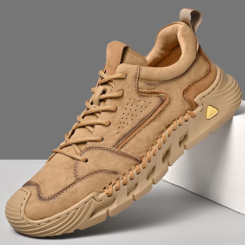 Men's shoes 2024 new outdoor men's casual sports shoes men's leather soft-soled hiking tooling shoes large size