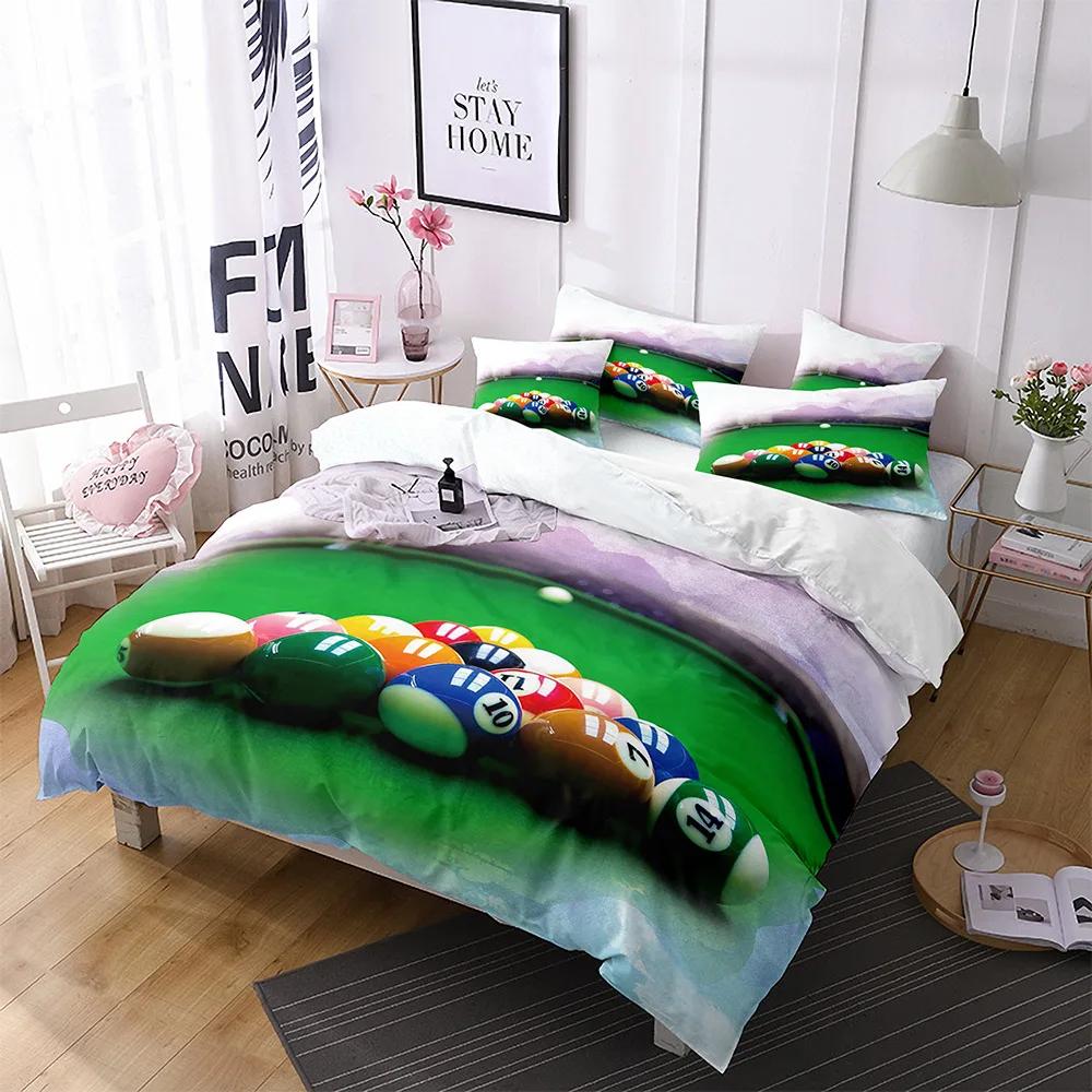 Billiards Duvet Cover Black 8 Ball with Fire Sports Games Theme Billiard Ball Bedding for Boys Girls Teens Bedroom Decorations