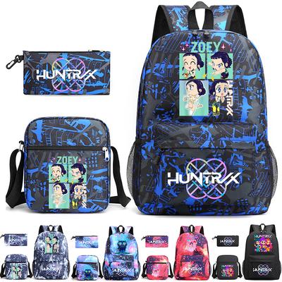 3Pcs/set Backpack with Shoulder Bag Pencil Case for Teenager Student Boy Girl School Bag Large Capacity Anime Printed Waterproof Bookbag Kid Gift