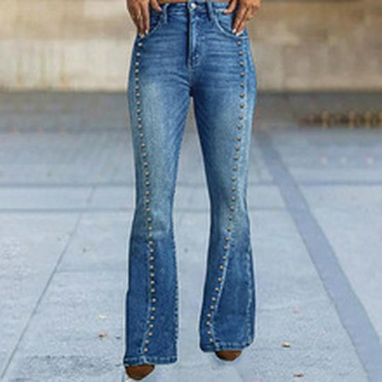 Cross-Border Women's Denim Shorts: Buttoned, Slim Fit, Half-Body Print, Casual, Elastic, Versatile Hot Pants