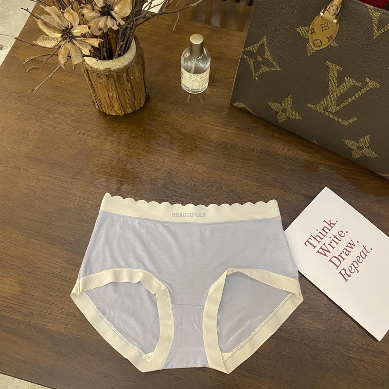 Women's Mid-Waist Seamless Cotton Underwear - Antibacterial, Breathable, Color-Block Triangle Briefs