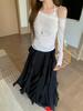 Lace Splice Two-Piece Set: Loose Top & Irregular Ruffle Skirt for Spring/Summer