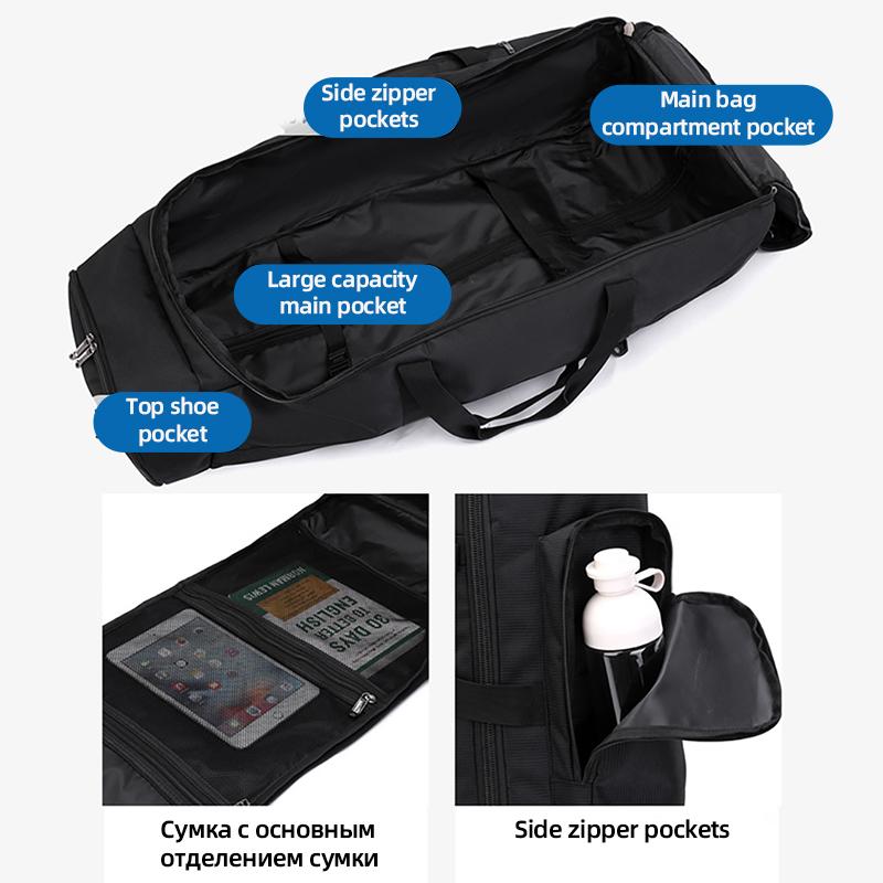 Portable Travel Bag, Tug Bag, Travel Outdoor Wheel Bag, Duffel Bag, Clothes Storage Bag, Large Shoulders Backpack
