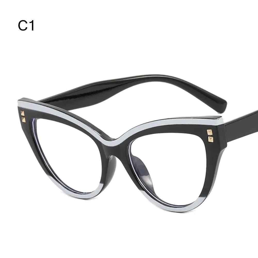 

Очки с защитой от синего света, женские поддельные очки «кошачий глаз», оправа без рецепта, компьютерные очки с антибликовым покрытием, УФ-очки