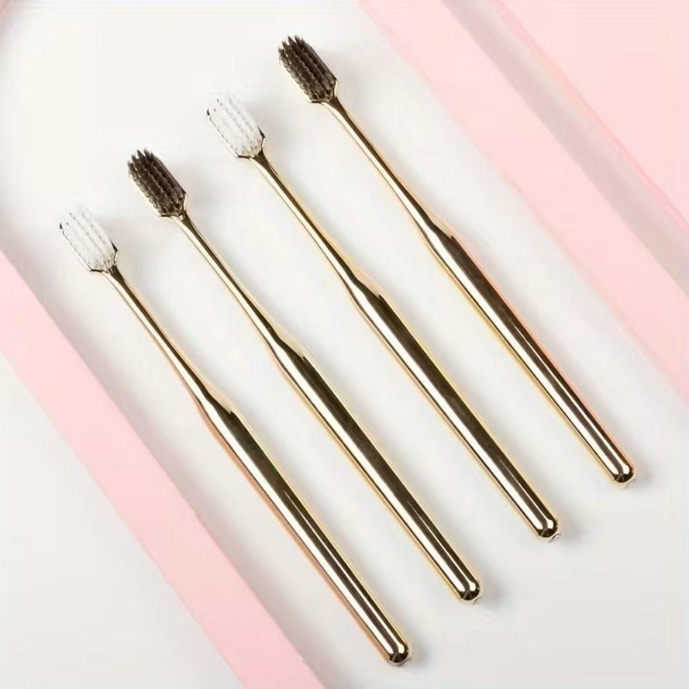 Gold Silver Dental Brushes Luxury Adult Tooth Brush Oral Care Manual Toothbrush Family Oral Care