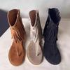 Tassel Rivet Herringbone Pinch Sandals New Inner Heightening Side Zipper Cool Boots Western Boots