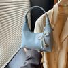 Spring Summer Trend Solid Color Women Handbag Exquisite Bow Pearls Pendant PU Shoulder Bag Korean Style Commuting Messenger Bags