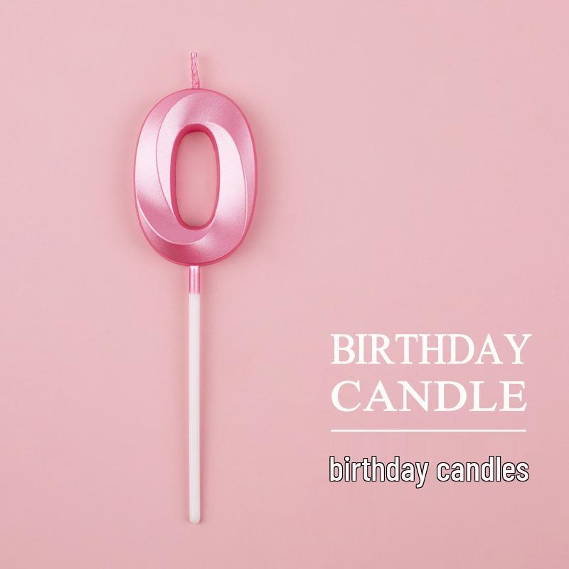 Gold and Silver Number Candles for Birthday Cakes - Pink Exquisite Design