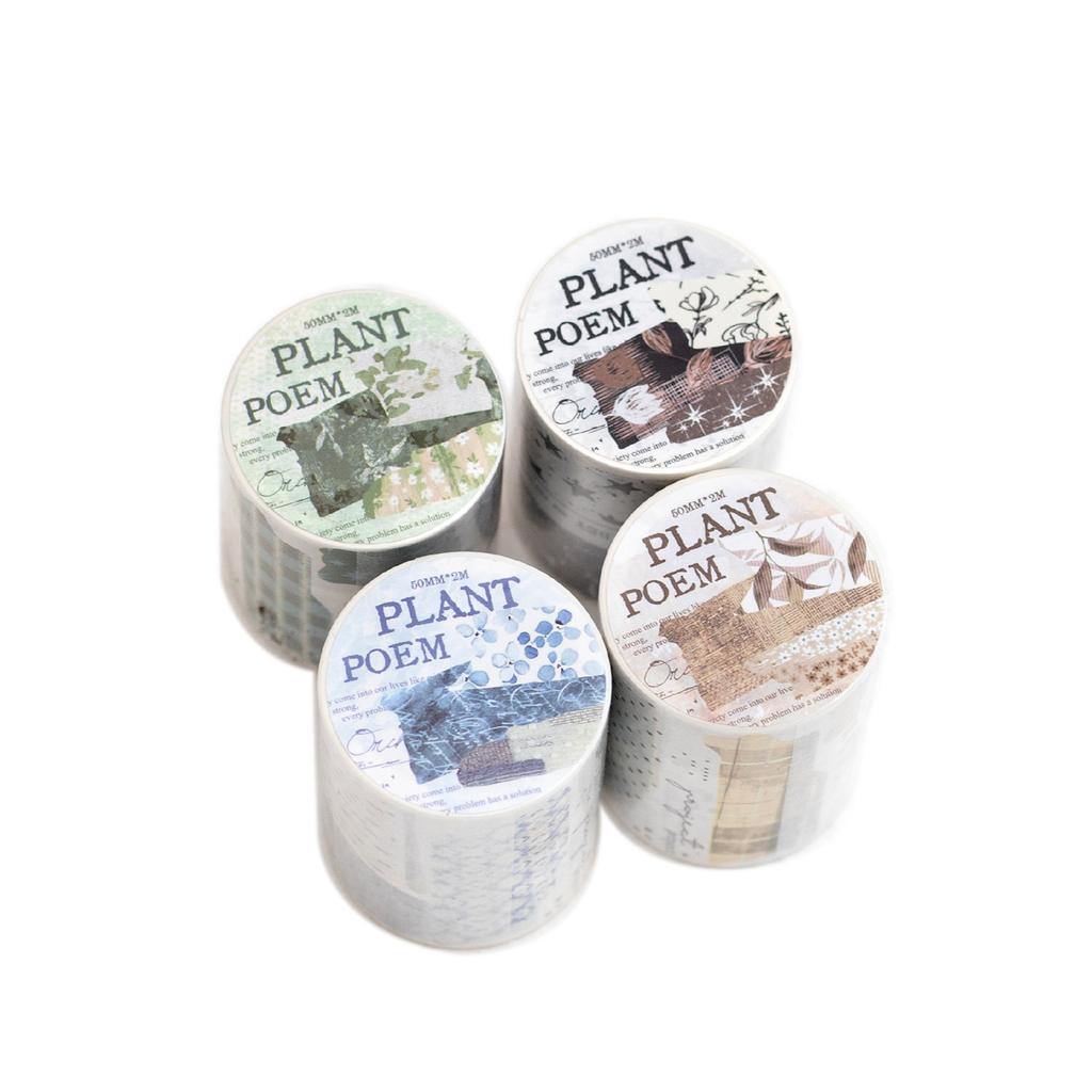 5*200cm Vintage Botanical Washi Tape, Fabric-Texture Repeat Pattern, Artistic Journal Decorations