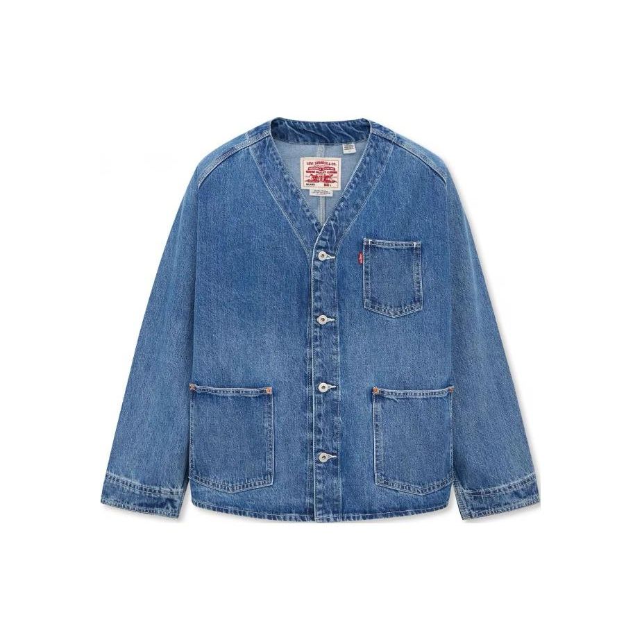 

Levis V-образный вырез однобортный стираный винтажный большой карман джинсовая куртка мужские куртки синий A7139-0000 XL