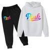 Kids Hoodie Pink Letters Print Coat Boy Girl Toddler 3-12 Years Charming Casual Clothing Top+Pants 2P Leisure Sports Fashion Set