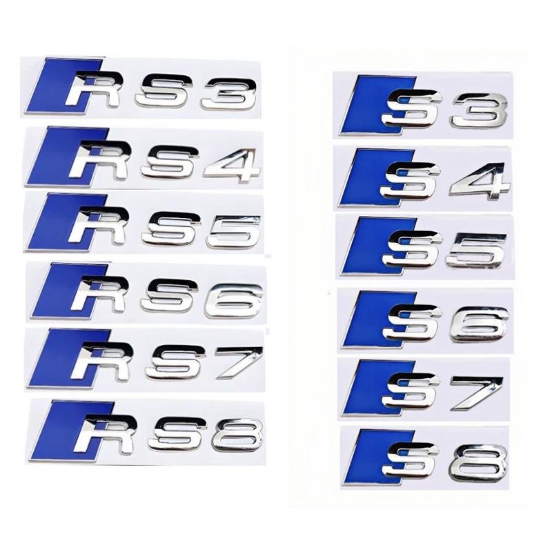 Plastic Modified Accessories Car Letter Emblem Stickers for Audi RS7 RS8 S3 RS3 RS4 RS5 RS6 S4 S5 S6 S7 S8 Logo Rear Trunk Badge