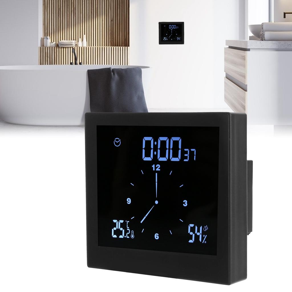 TS-WP10 Shower Clock Innovative Timer Waterproof Thermometer Hygrometer Bathroom Supply(Black )