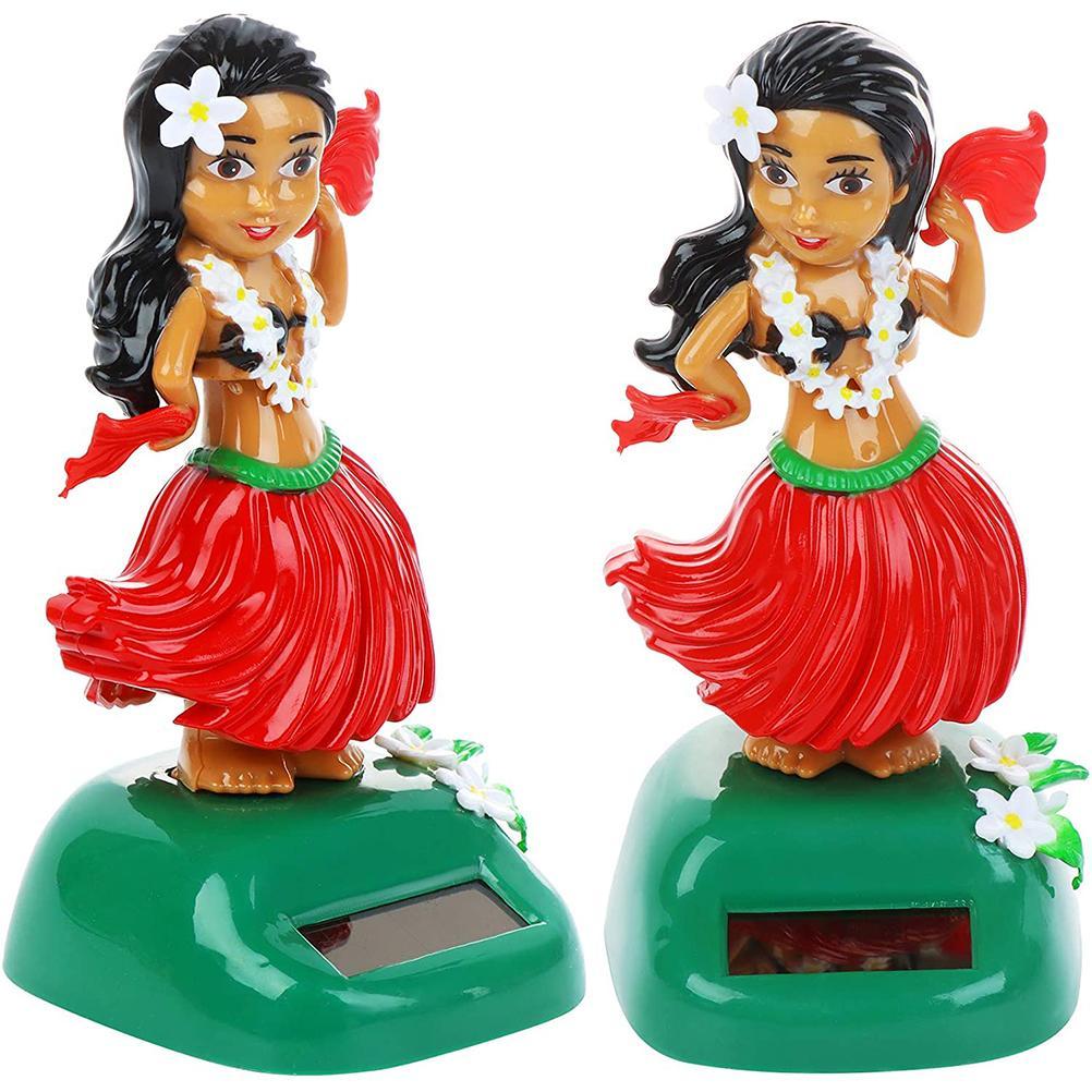 Solar Hawaiian Dance Figure Car Dashboard Toy Lovely with Solar Panel Shaking Head Doll Dancing