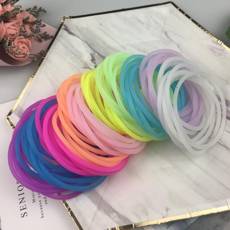 10pcs Women's Fashion Candy Color Rubber Hair Bands Elastic Hair Ties Silicone Hairband Scrunchies Bracelet Girls Accessories