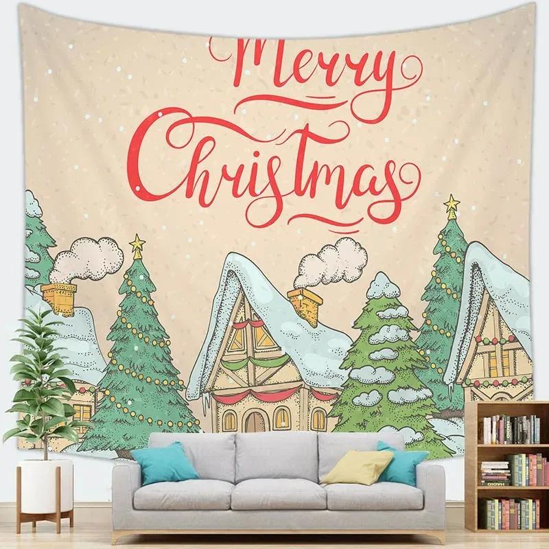 Christmas Cartoon Santa Claus Tapestry Bedroom Living Room Home Christmas Decoration Tapestry