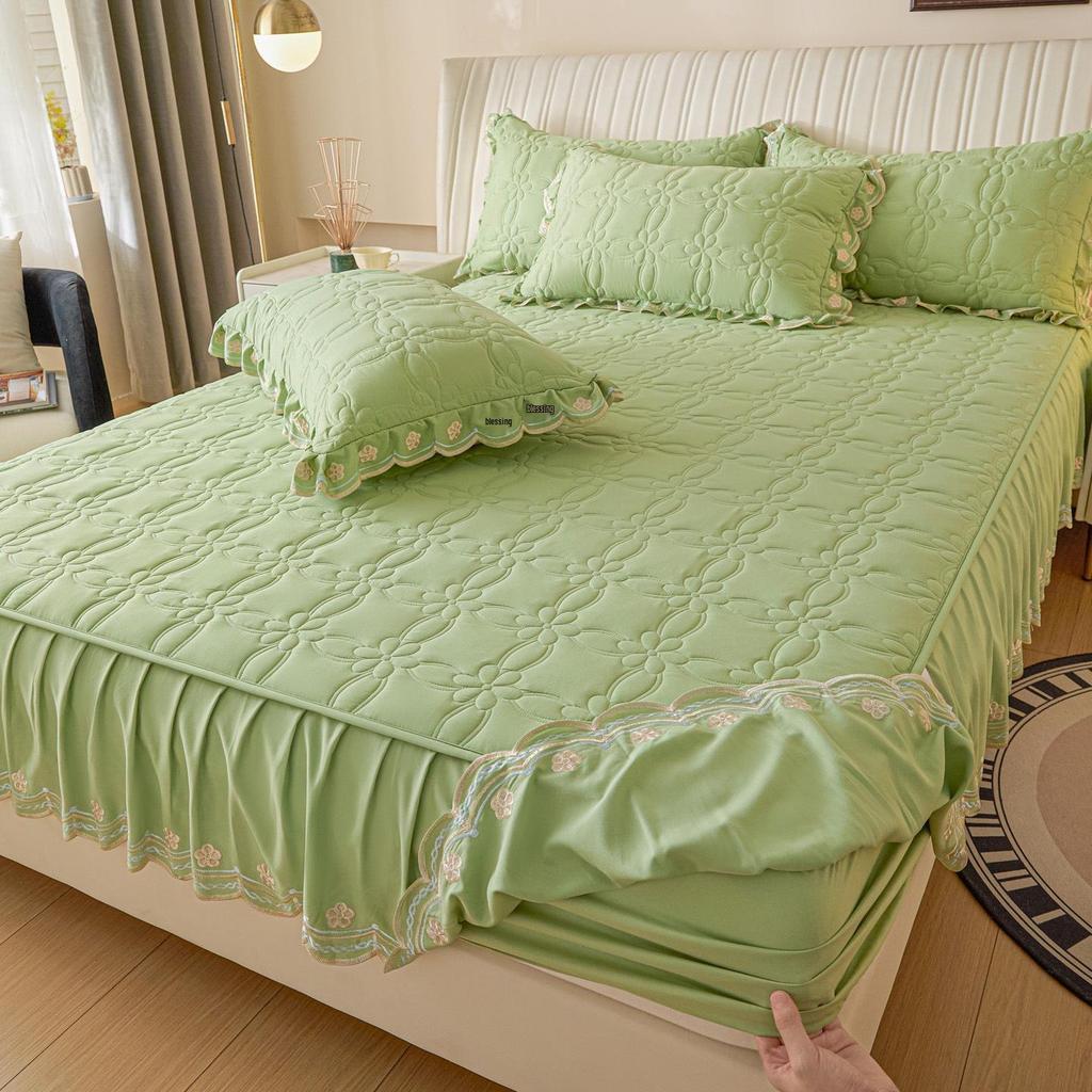 Princess Style Wool Lace Bed Skirt Cover - Non-Slip All-Season Thickened Mattress Protector for Single Beds