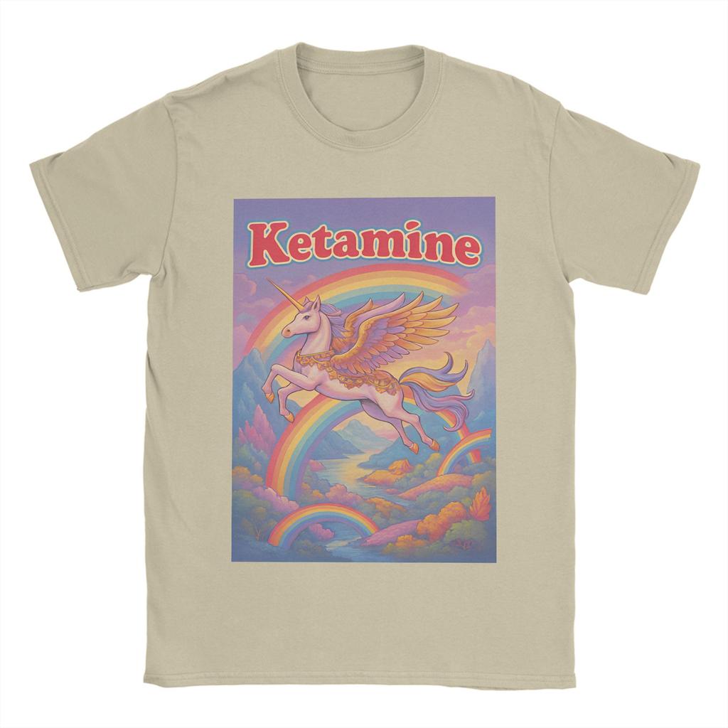 Ketamin Einhorn T-Shirt Sommer Klassische T-Shirts 100% Baumwolle Hipster T-Shirt für Paare Kurzarm Lässige Oberteile